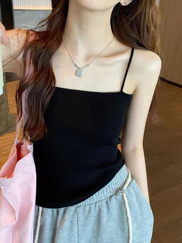 Summer Sleeveless Camis Backless Strap Tank Top Casual Women Halter Crop Tops Slim Solid Short Female Tube Cropped Vest 2026