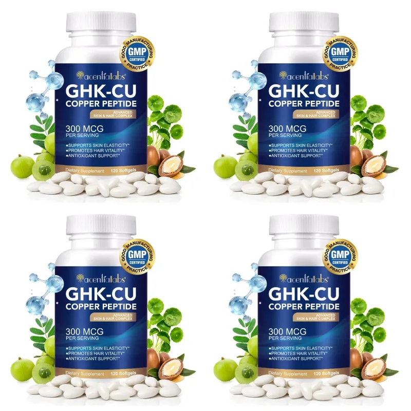 Natural Vegan Skin Hair Complex Supplements Liposomal GHK-Cu Copper Peptide Softgels Capsules 120pills with Biotin for Adults — image 10