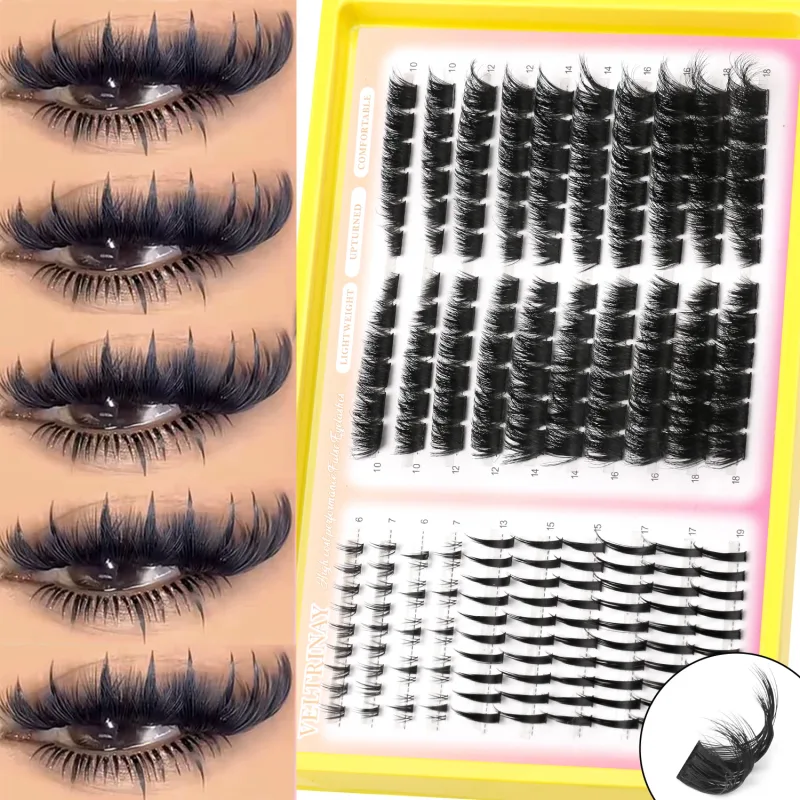 4-in-1 208pcs Lash Clusters 1style Manga Lash+2 style Spiky Botoom Lash+1 style Cat Eye Eyelashes DIY Clusters Lashes — image 5
