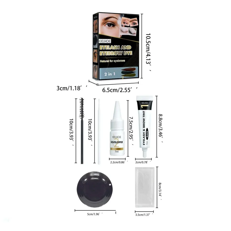 Eelhoe 2-en-1 ensemble de teinture de cils sourcils Lastin nourrissant soin des yeux maquillage durable Lifting imperméable cils plus épais Kits de teinture