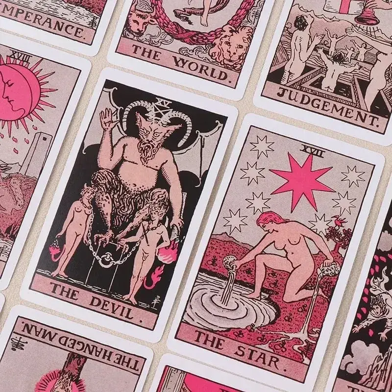 Pink Rider Waite Tarotkortsæt til begyndere Prophecy Divination Deck Family Party Board Skæbnekort Fortune Taling Game — image 3