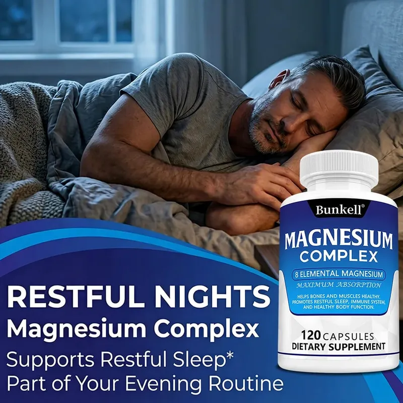Magnesium Complex 120 Capsules - Bone Muscle & Heart Health Supplement Sleep Support Muscle Relaxation Stress & Anxiety Relief — image 5