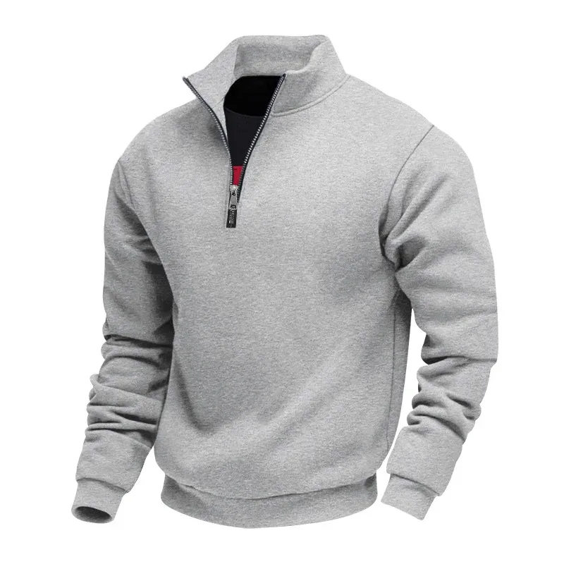 2026 New Fleece Lined Half Zip Sweatshirt for Men, Autumn Winter Solid Color Plus Size Casual Pullover Hoodie Daily Leisure Wear
