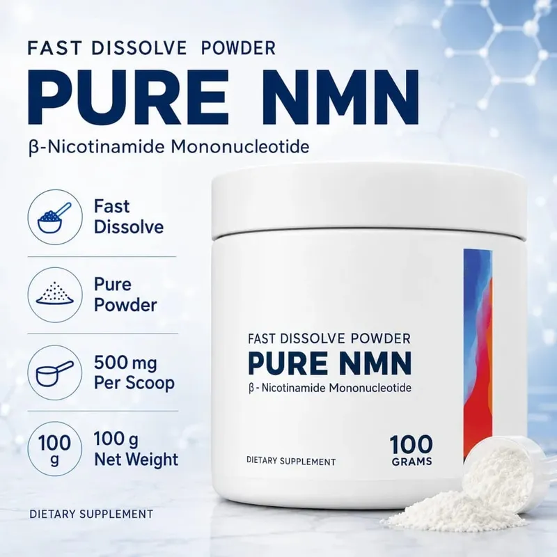 Pure NMN Powder 100G NAD + Booster Nicotinamide Mononucleotide 500Mg Fast Dissolve Anti Aging Cellular EnergyอาหารเสริมNon-GMO — image 2
