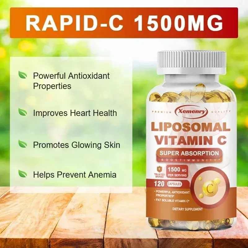 Liposomal Vitamin C Capsules - Powerful Antioxidant Promotes Collagen Production Skin Glow Supports Heart Immune Health