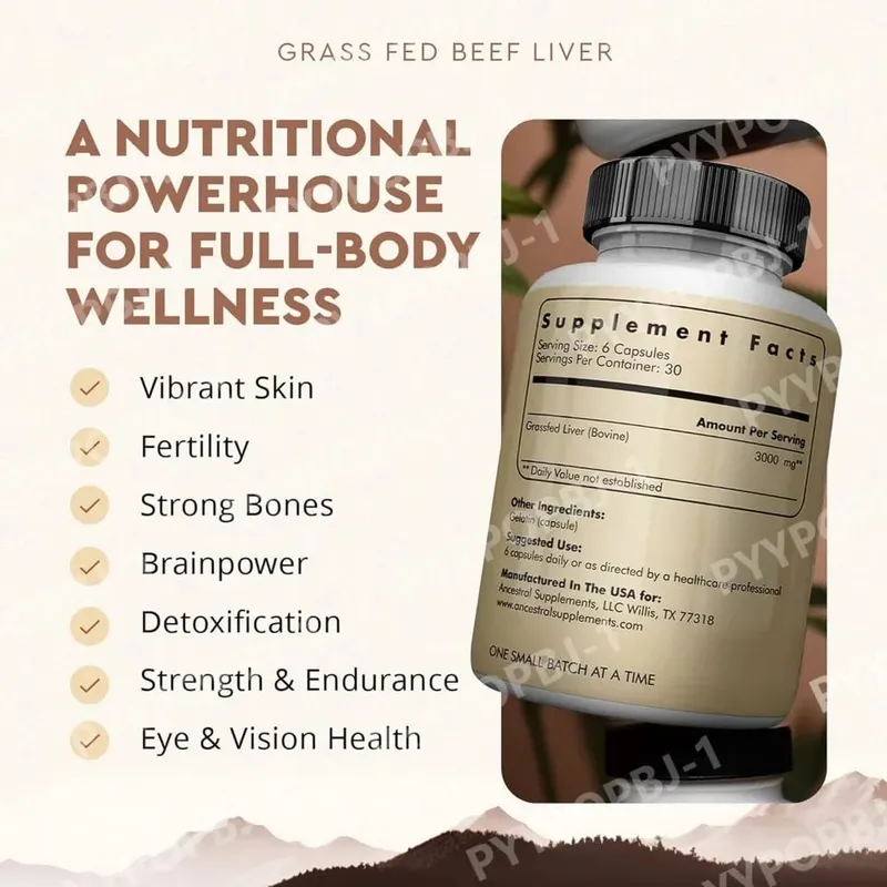 Grassfed Beef Liver Capsules 500mg Each Pasture Raised Bovine Liver Supplement Non GMO 180 Capsules — image 2