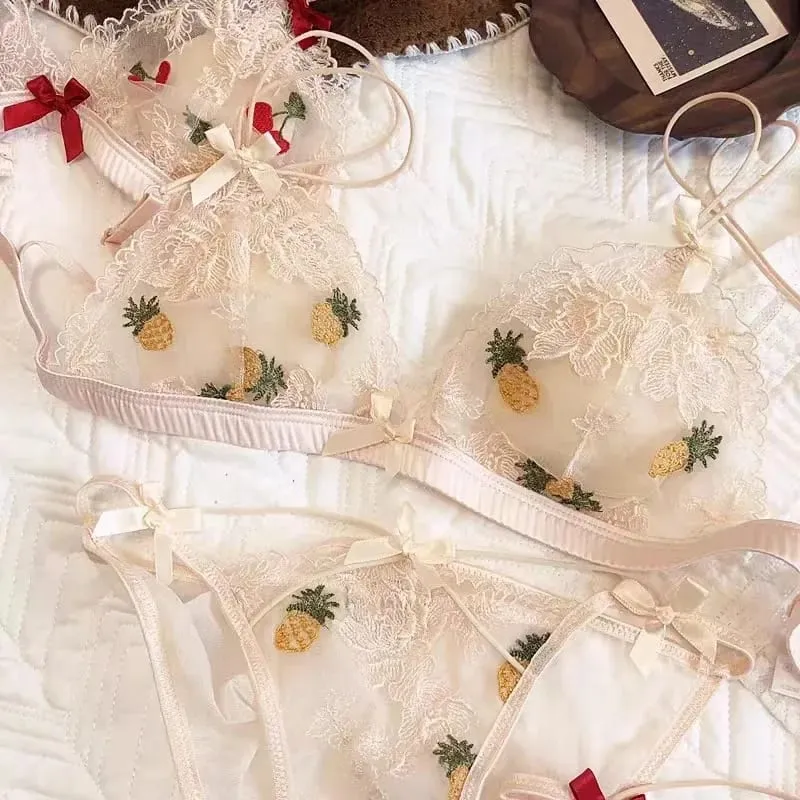 Sexy Lace Bralette Set para sa Women Triangle Cup Wireless Comfortable Underwear Lingerie — image 9