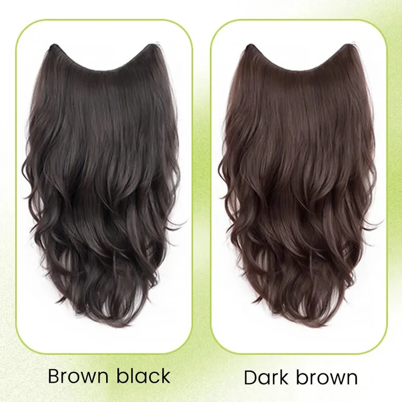 20Inch Synthetic Long Curly Wavy Layered U-Shaped Clip-in Hair Extension 4 Clip Heat Resistant Hairpiece for Women Daily Party — image 6