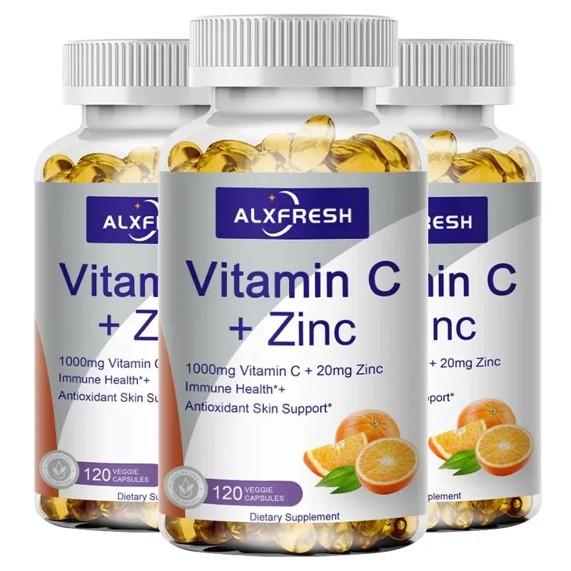 Alxfresh Vitamin C 1000 mg se zinkem 20 mg | Vitamínový doplněk stravy | Vegan bez GMO a bez lepku | pro Immune Support Caps