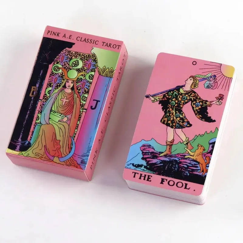 Pink A.E. Classic Tarot Cards Deck Rider Waite Smith Style Divination Fortune Telling Oracle Cards 78 Cards English Ver.