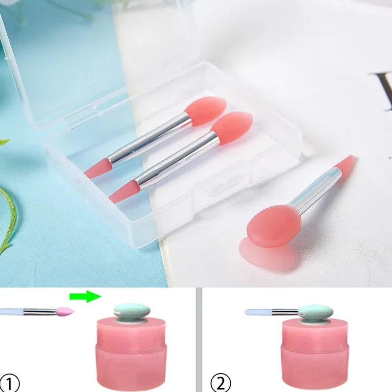 【3PCS Silicone Lip Balms Lip Mask Brush With Sucker Dust Cover Makeup Brushes Lip Film Anti-lost Dust Cover】 — image 2