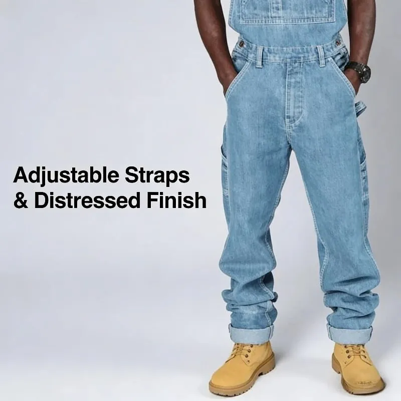 Trendy Men's Suspenders Denim Jumpsuit Fashion Casual Overalls Jeans — image 4