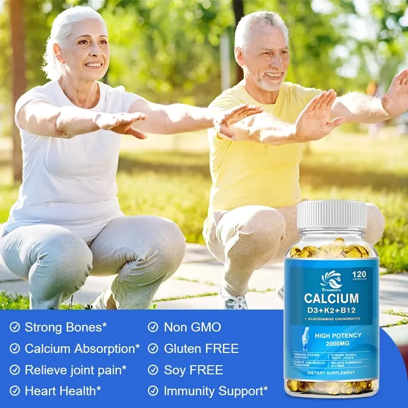 Calcium Vitamin D3 Plus with B12 K2 - High Potency Food Based Immune - Support Bone Health & Mood Balance Supplement