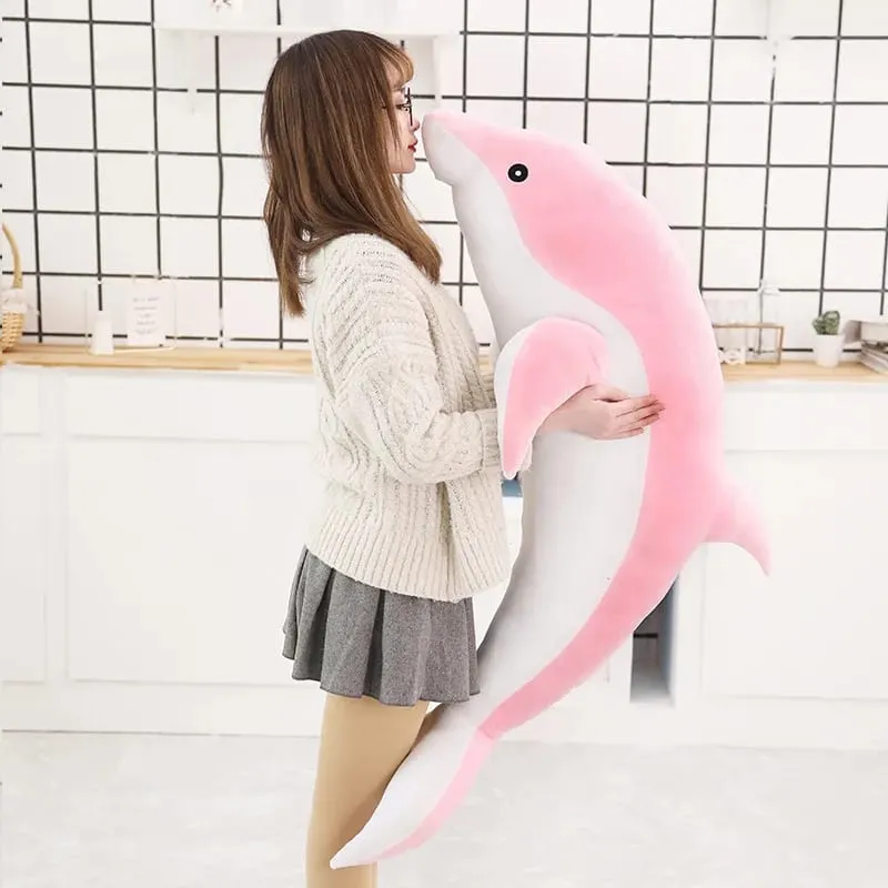 Children Dolphin Pillow Doll Sleeping On Bed Girl Doll Birthday Gift Ocean World Plush Toy for Kids Large Doll Peluches Gifit