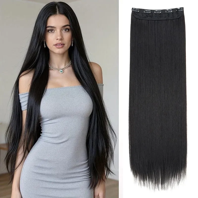 32Inch/40Inch Synthetic Long Straight Hair Extension Clip in Heat Resistant Natural Invisible Hair Accessory for Women — image 9