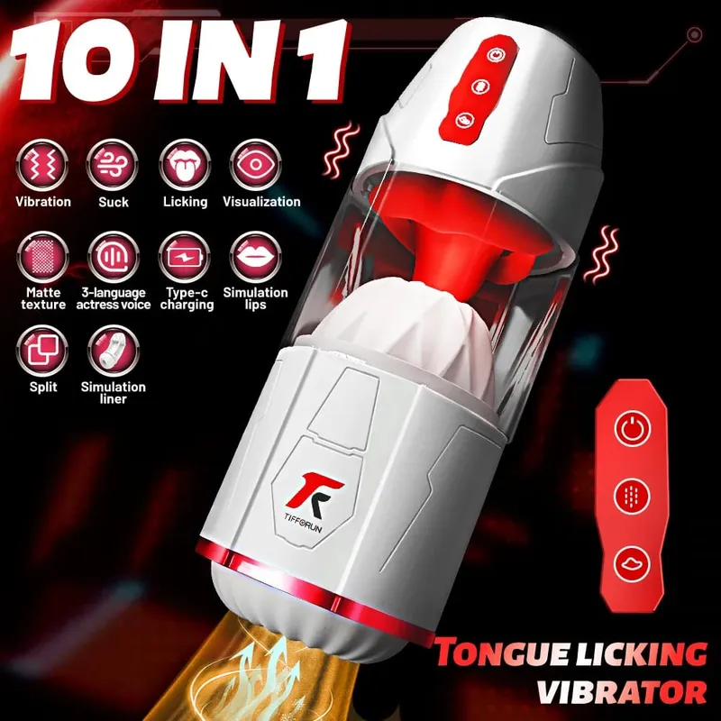 Automatic Male Masturbators-with 10 Sucking & Tongue licking & Vibrating Modes Blowjob Masturbation Cup Sex Toys for Men Coupes — image 2