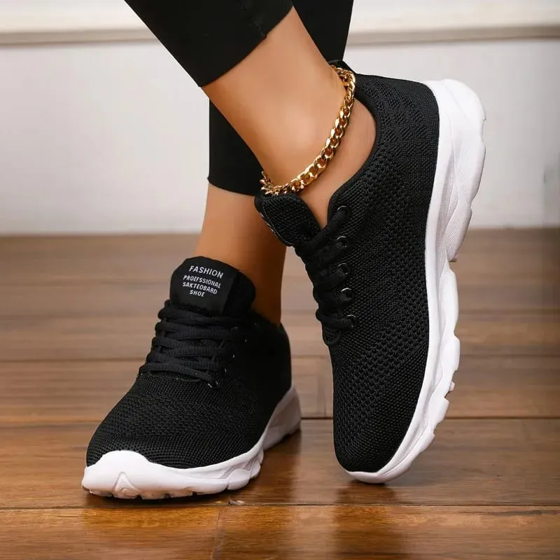 Mens Shoes Breathable Casual Sneakers Fashion White Black Running Shoes Lightweight Soft Sports Shoe Unisex Lace-up Tennis Shoes
