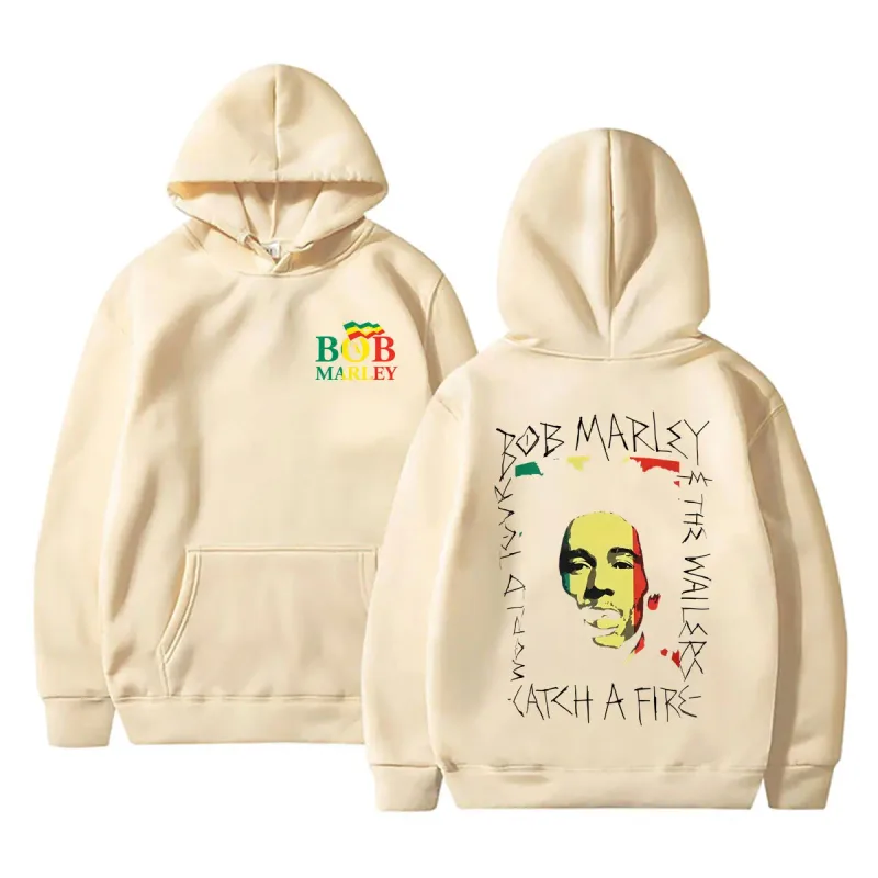 Reggae Bob Marley Face Graphic Hoodie Catch A Fire Album Merch Pullover Hoodies Men Women Casual Vintage Oversized Sweatshirt — image 7