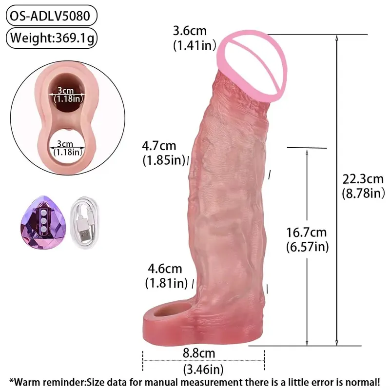 Controle sem fio realista oco vibrador macio silicone pênis manga preservativo masculino pau realçador atraso ejaculação brinquedos sexuais — image 16