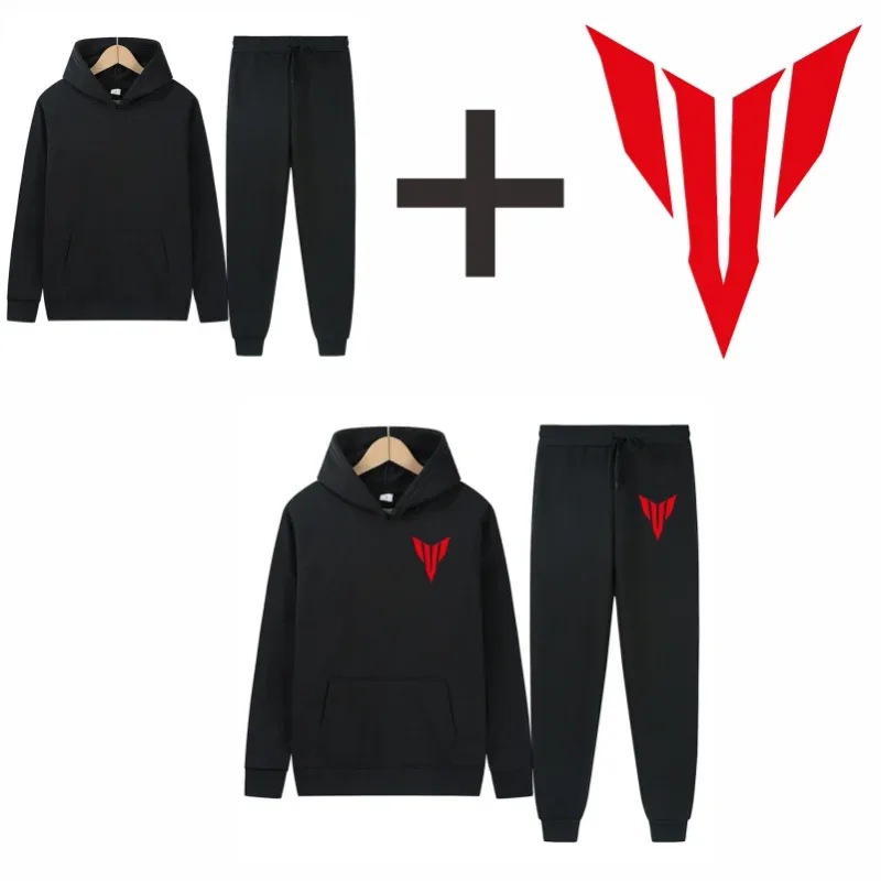 Men's Autumn/Winter New Solid Color Hoodie + Pants Two-Piece Set, Stylish Casual Sports Suit with Custom Printed Logo — image 24