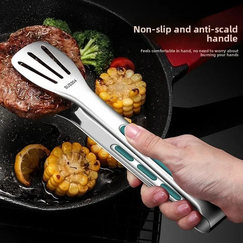 Stainless Steel Food Tongs Household Kitchen Thickened Heat-resistant Steak Tongs Food Buffet Barbecue Roasted Meat Bread Clips — image 2