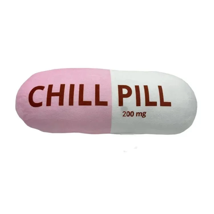 Funny Chill Pill Plush Pillow Cute Cartoon Stuffed Plushie Soft Sofa Cushion Hugging Doll Nap Sleep Pillow Birthday Gift