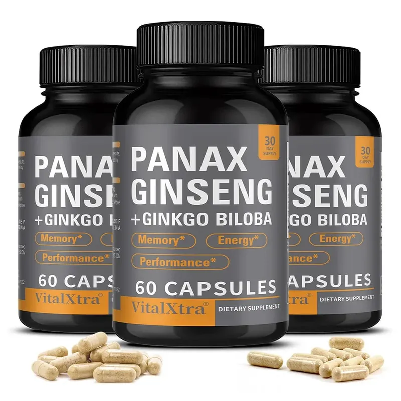 Panax Ginseng + Ginkgo Biloba 120 Vegan Capsules Supports Heart Health and Muscle Function Athletic Performance — image 10