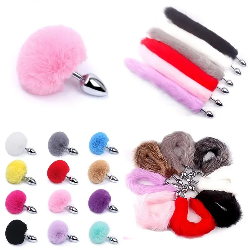 Rabbit Tail Fox Tail Metal Anal Plug Sex Toy adult Product for Woman Anal Plug Dog Tails Slave Cosplay Fetish Gear Accessories — image 2