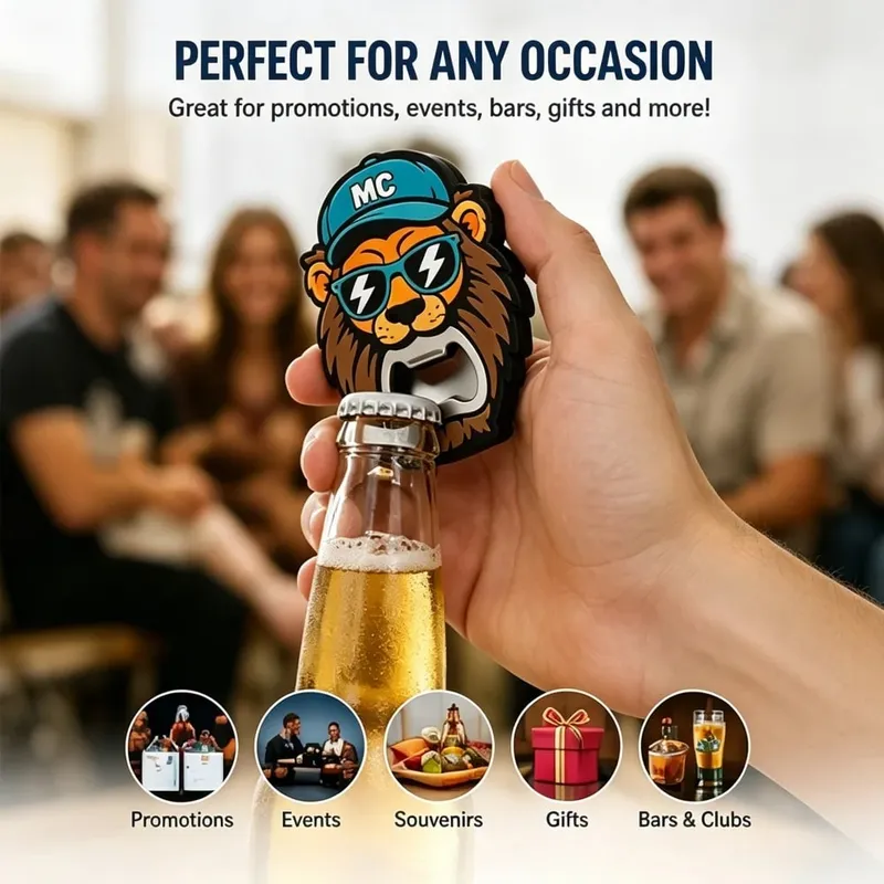 Custom PVC Bottle Opener Custom Logo Soft Rubber Beer Opener Personalized Promotional Gift Bar Tool Keychain Souvenir — image 4
