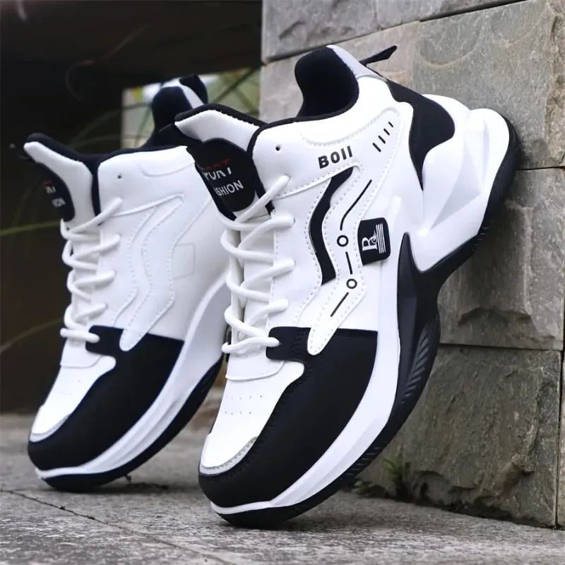 Fashionable High Top Men's Shoes Outdoor Basketball Running Sneakers for Men Anti-slip Breathable Comfort Platform Shoes for Men