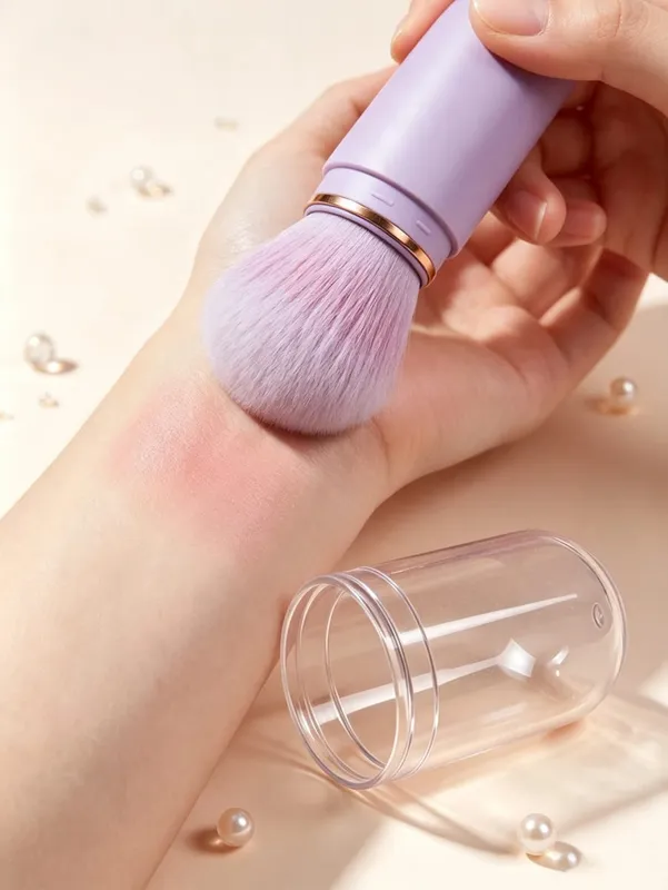 Mini pincel de maquiagem retrátil de 1 peça Pincel de base de viagem multifuncional com tampa protetora Ferramenta de maquiagem portátil adequada para corretivo, blush, contorno, retoques em movimento e como presente — image 2