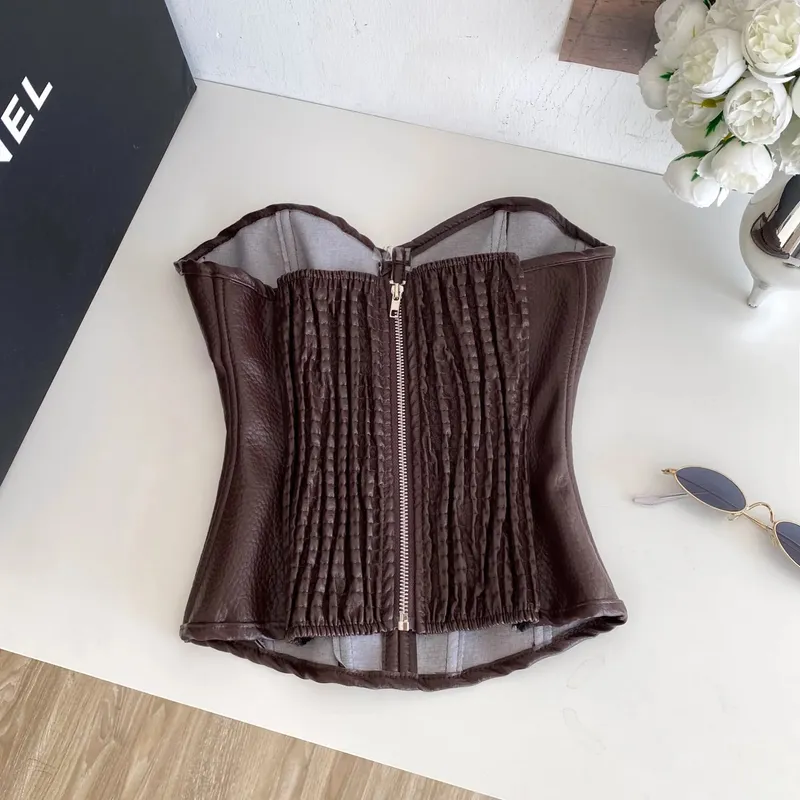 Sexy Pu Slim Tube Top Chic Strapless Crop Top Korean Fashion Corset Bustier Camis Women Tank Top — image 10