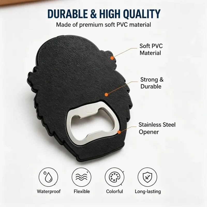 Custom PVC Bottle Opener Custom Logo Soft Rubber Beer Opener Personalized Promotional Gift Bar Tool Keychain Souvenir — image 3