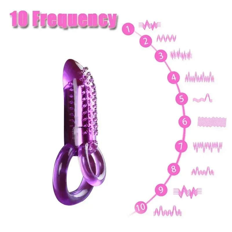 Anel peniano vibratório com língua, estimulador de clitóris, nódulos elevados, contas anais para casal, brinquedos sexuais adultos, anel peniano vestível