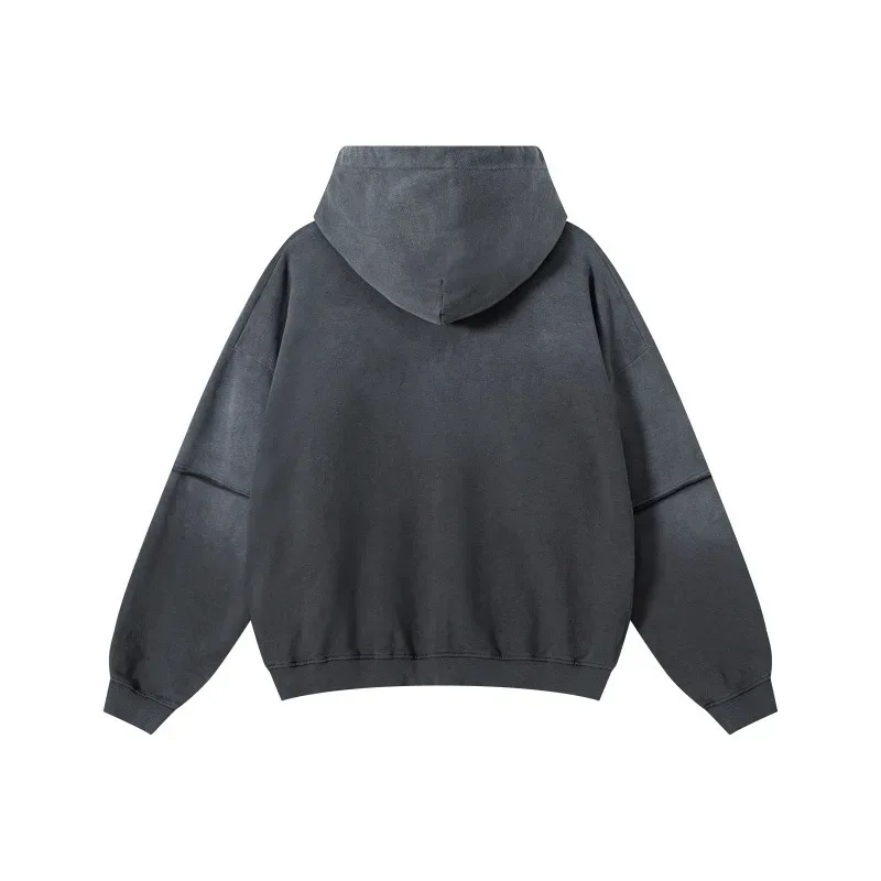 New Autumn Winter Men 400gsm Hoodies Streetwears High Street Heavy Weight Washed Cotton Sweatshirts Brand Tracksuit — image 13