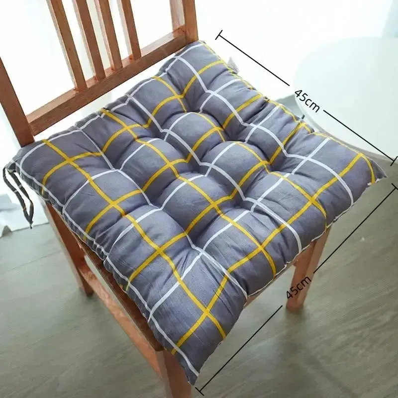 Square Soft Thick Padded Seat Cushion Non-slip Cute Cartoon Prints with Fixed Ties for Office Home Dining Chairs