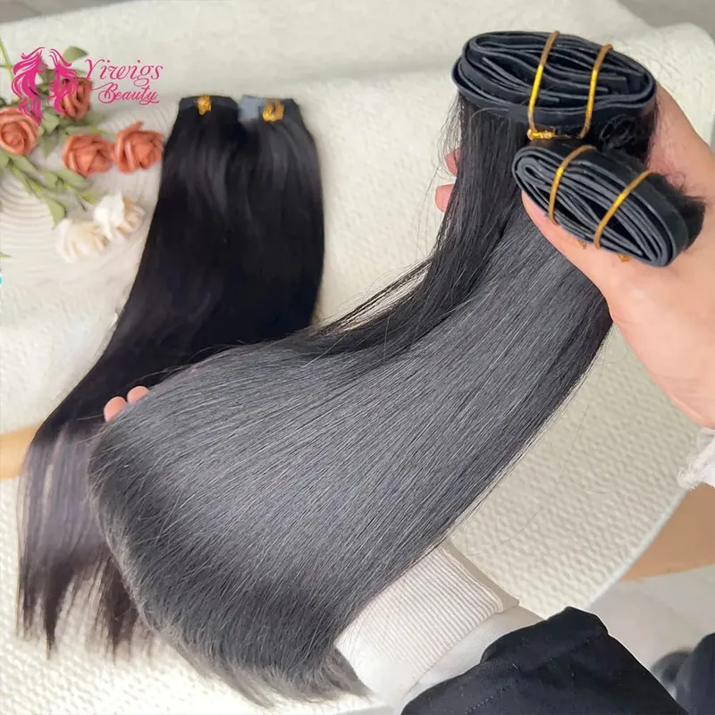 Straight Clip In Hair Extension Human Hair 100g/Set Straight Clip In Extension Full Head Vietnamese Clip Hair Extension for Wome — image 5