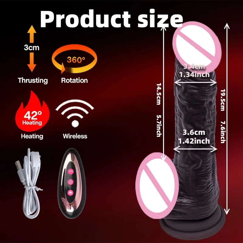 Realistic Dildo Telescopic Vibrator Man Dick Thrusting Vibrating Big Penis Cock Rotating Sex Toy For Women Realistic Penis Dildo