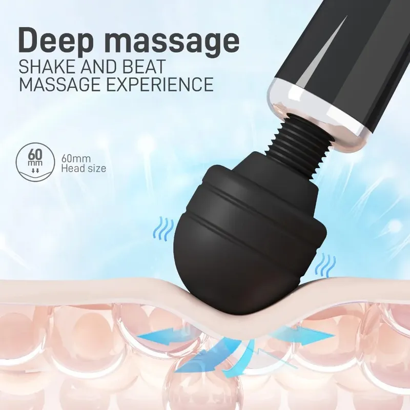 Big AV Body Massager Magic Wand Powerful Vibrator for Women G Spot Clitoris Stimulator USB Charging Adult Sex Toys for Woman — image 3