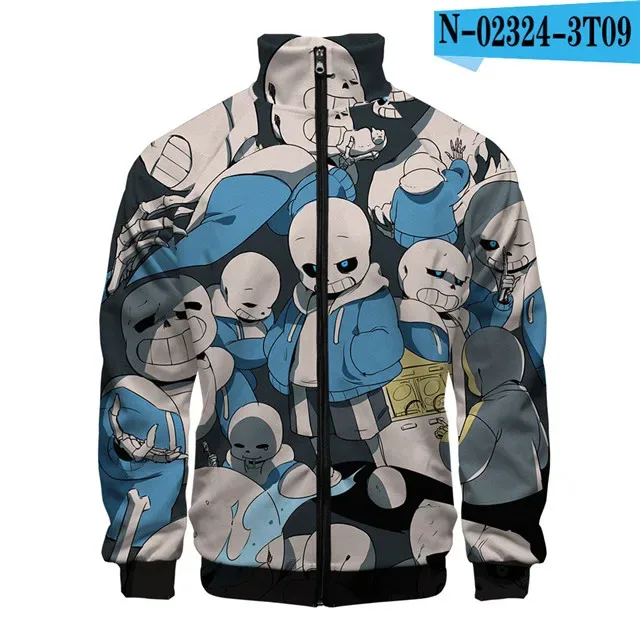 Luxury Popular Sans Undertale 3D Print Zipper Raglan Jacket Windbreaker Boys/Girls Comfortable Stand Collar Jackets Coats — image 35