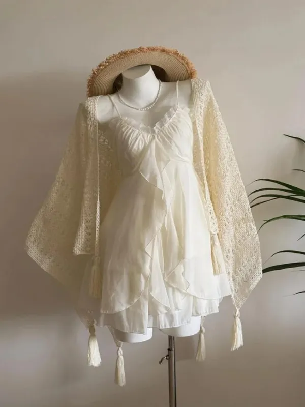 2026 frau Japanische Süße Spitze Blume Y2k Ästhetischen Verband Grunge Kleider Harajuku Ärmellose Patchwork Vintage Kleid Chic