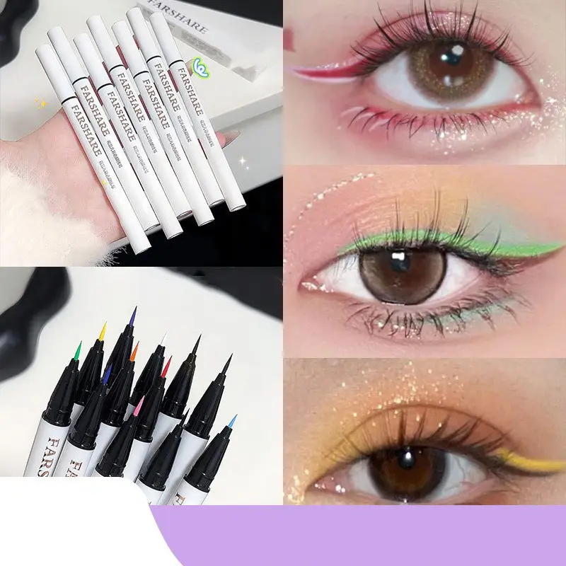 12 barev Vodotěsné pero na oční linky Ultra-Fine Tip Tekuté oční linky Dlouhotrvající oční linky Rychleschnoucí barevné líčení pro Cosplay — image 2