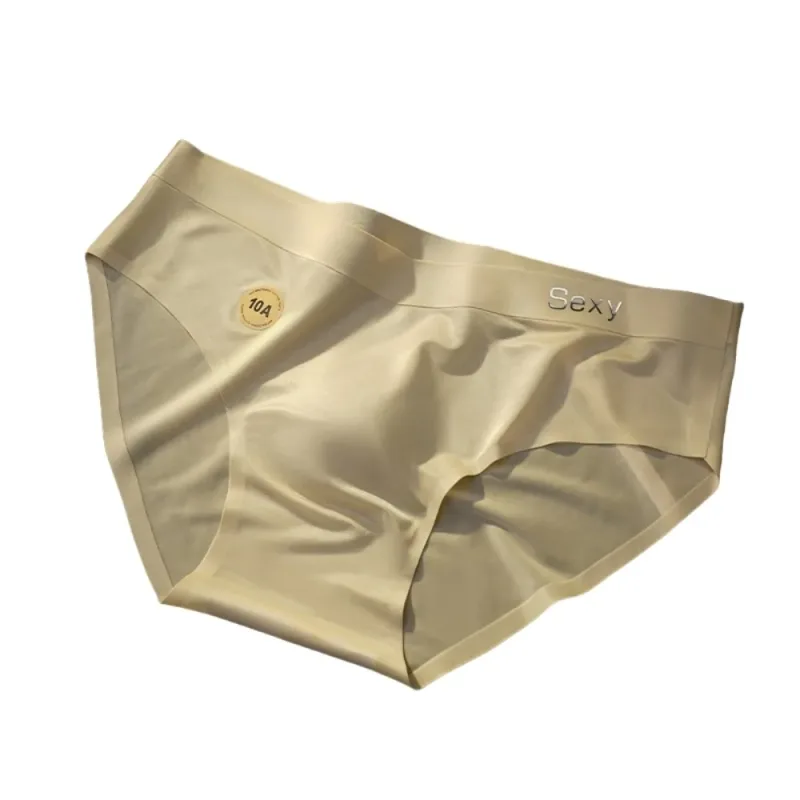Solid Color Summer Thin Satin Briefs Men Simple Underpants Ice Silk Panties Quick Dry Breathable Seamless Underwear Men Gift — image 19