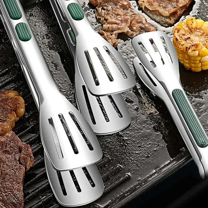 Stainless Steel Food Tongs Household Kitchen Thickened Heat-resistant Steak Tongs Food Buffet Barbecue Roasted Meat Bread Clips — image 4