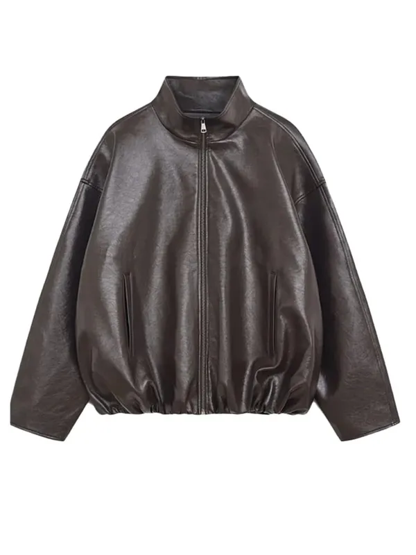 Vintage Green Leather Skirt Sets Women Fashion Solid Strapless Short Skirts Zipper Jacket Outfits Lady Daily Highstreet Outfit