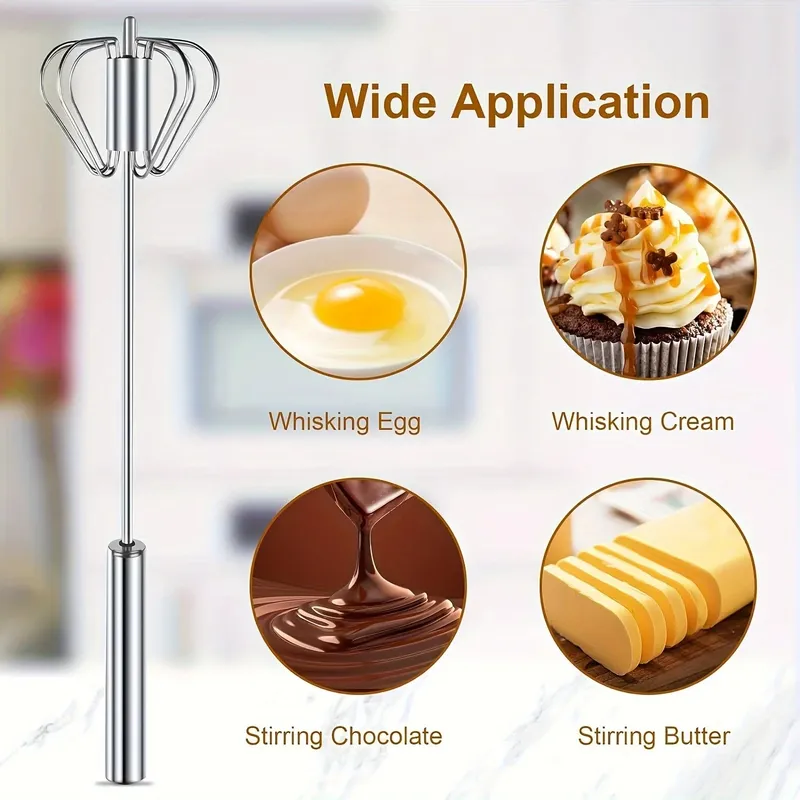 Stainless Steel Egg Beater Durable Semi-Automatic Mixer for Effortless Egg Cream Mixing Stirring and Beating for Kitchen Baking — image 5