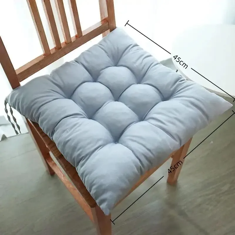 Non-deformable Thick Padded Square Seat Cushion Cute Cartoon Prints with Fixed Ties for Long Time Sitting