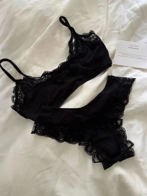Pink Lace Bra Set Woman Adjusted-strap Seamless Bras+sexy Low Waist Panties Solid Simple Sweet High Elasticity Lingerie Sets New — image 8