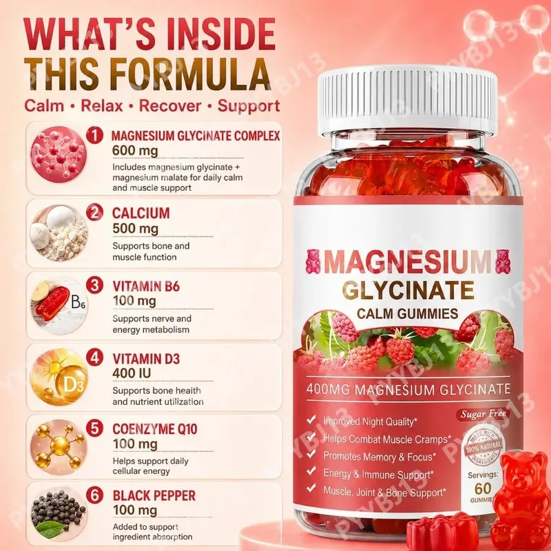 Magnesium Gummies Serving-Magnesium Glycinate and Magnesium Malate Sugar Free Magnesium Potassium Supplement for health Support — image 3