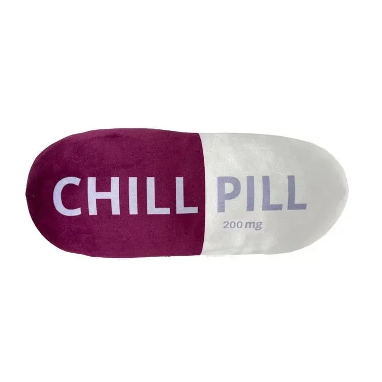 Funny Chill Pill Plush Pillow Cute Cartoon Stuffed Plushie Soft Sofa Cushion Hugging Doll Nap Sleep Pillow Birthday Gift